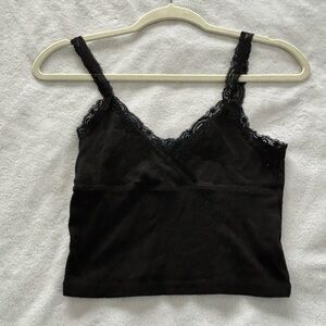 Brandy Melville Black Cami with Lace Detail